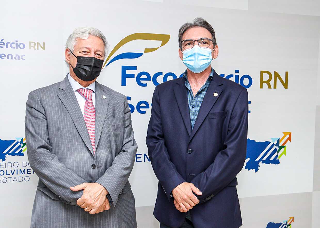 Alejandro Fuentes e Marcelo Queiroz, na sede da Fecomércio-RN