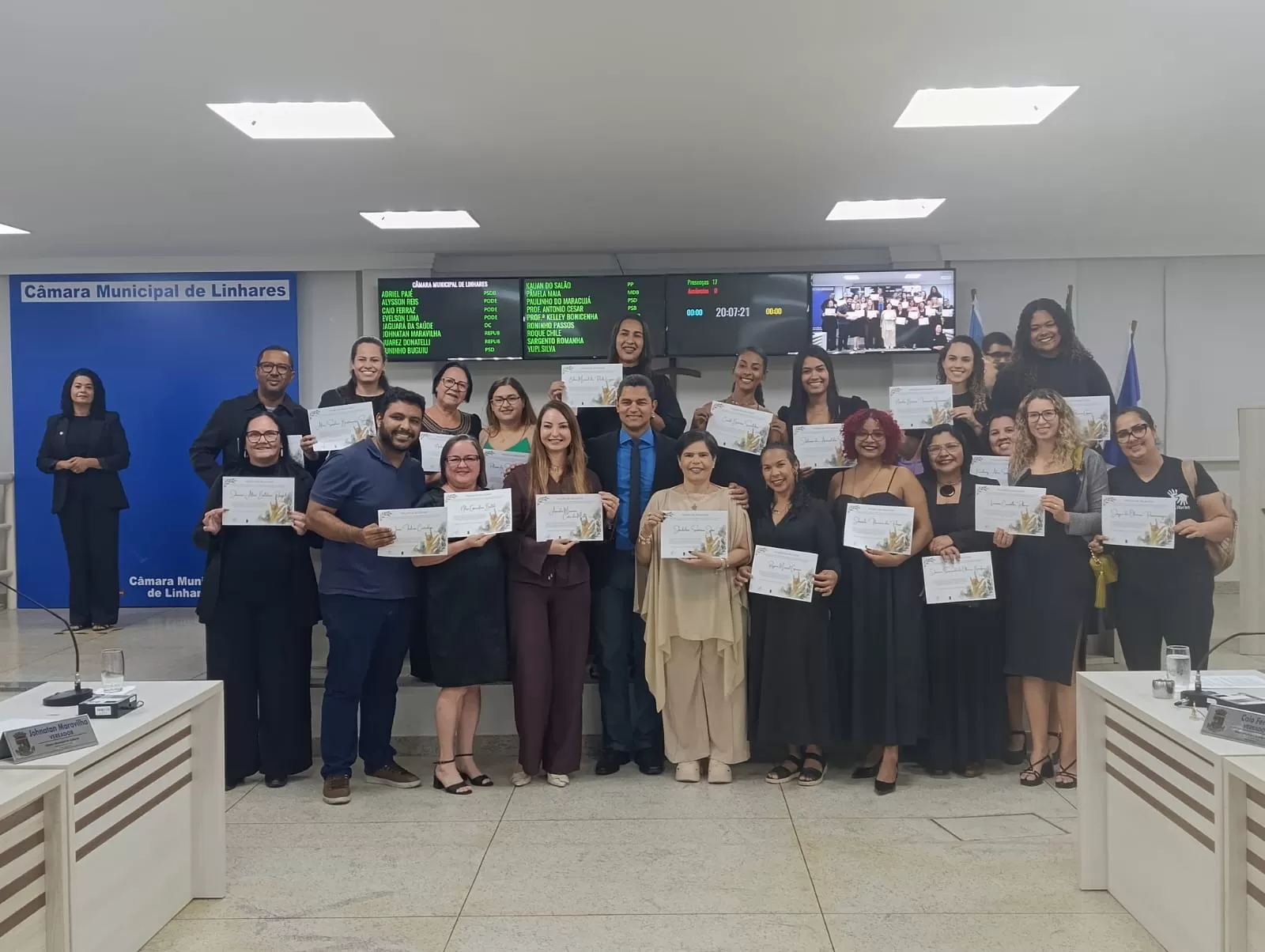 Alunos do Senac-ES recebem homenagem na Câmara de Vereadores de Linhares